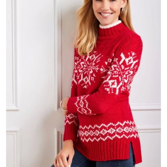 Talbots Snowflake Fair Isle Sweater Sz S - Picture 1 of 10